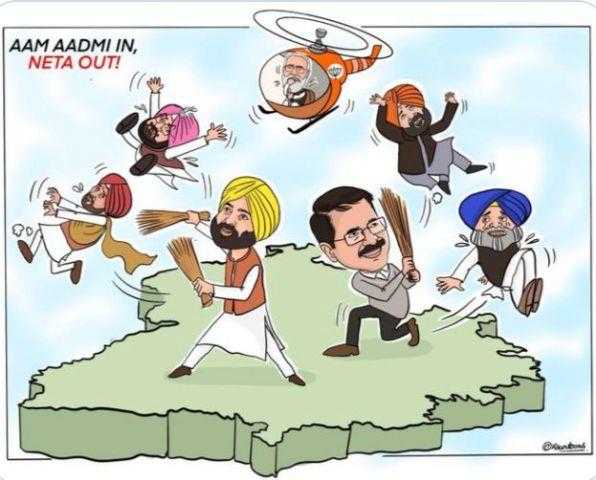 AAP AAP-wins-Punjab-Elections AAP-Punjab-uploads-cartoon