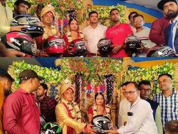 Bihar-Couple-Gifted-Helmets Chhapra-Couple-Gifted-Helmets Bihar-Road-Safety